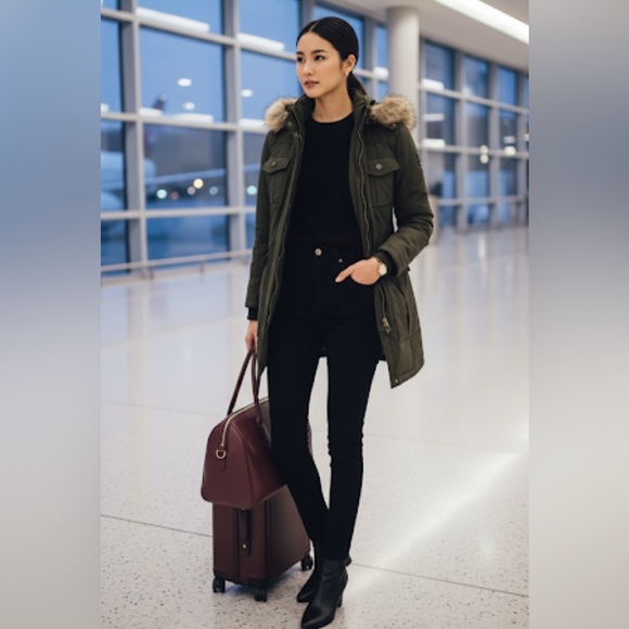 Miss Sixty Down & Faux Fur Trim Utility Winter Jacket Parka Coat Small - Picture 1 of 17